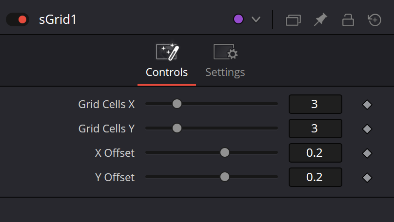 sGrid · Grid Cells X/Y 3/3 и X/Y Offset 0.2/0.2; четыре контрола размножения входной формы