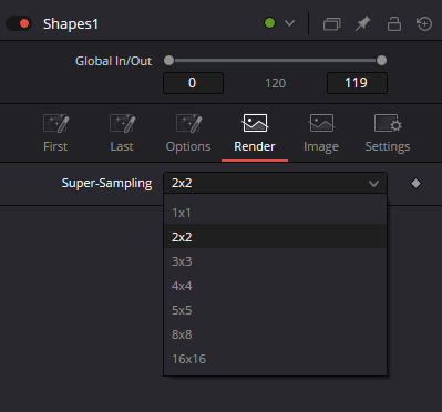 Shapes · Render: Super-Sampling от 1x1 до 16x16, выбран 2x2