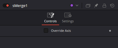sMerge · единственный собственный контрол Override Axis выключен