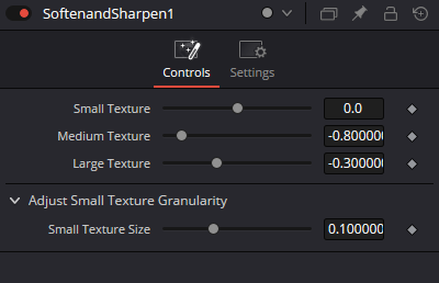 SoftenAndSharpen Controls: Small Texture, Medium Texture, Large Texture и Small Texture Size