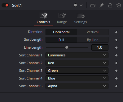Sort Controls: Direction, Sort Length, Line Length и Sort Channels