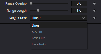 Sort Range Curve menu: Linear, Ease In, Ease Out, Ease In/Out