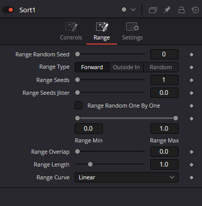 Sort Range: Range Type, Range Seeds, Range Min/Max, Overlap, Length и Curve