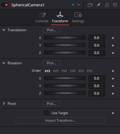 SphericalCamera Transform