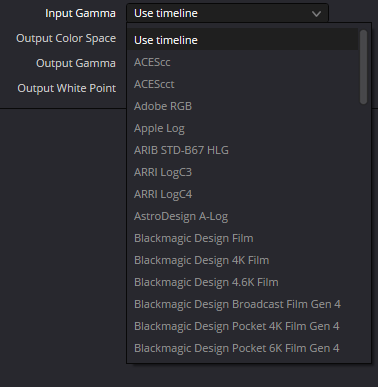 SplitTone Input Gamma menu