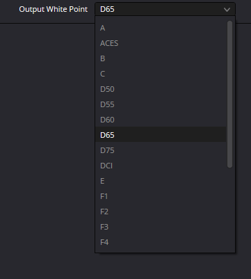 SplitTone Output White Point menu
