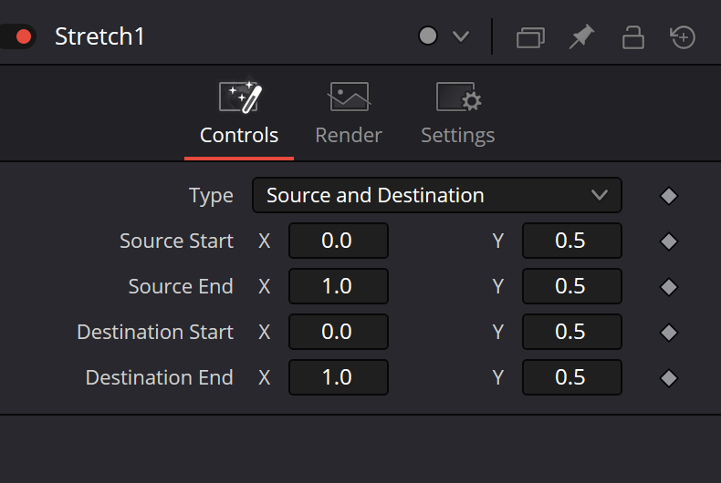 Stretch Controls: Type, Source Start/End и Destination Start/End