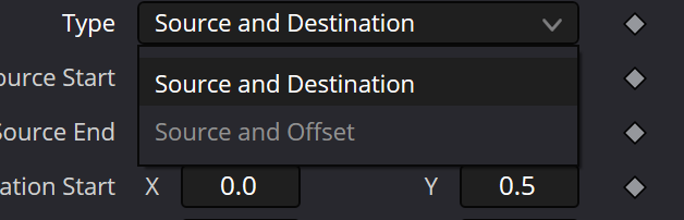 Stretch Type menu: Source and Destination и Source and Offset
