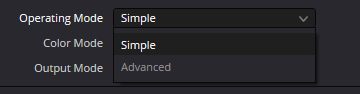 TexturePop — Operating Mode menu: Simple and Advanced