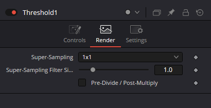 Threshold — Render tab with Super-Sampling and Pre-Divide / Post-Multiply