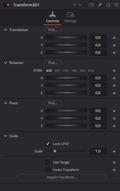 Transform3D Controls в DaVinci Resolve 21