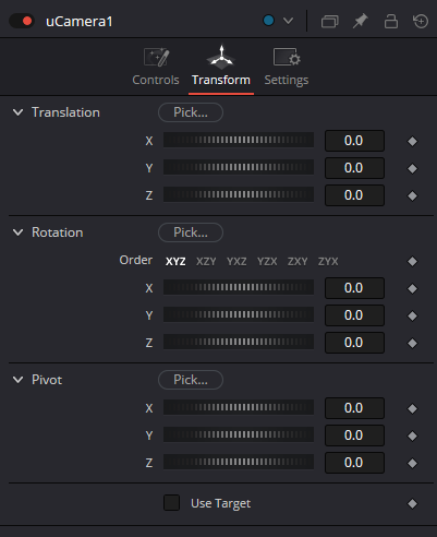 uCamera — Transform: Translation, Rotation, Pivot and Use Target