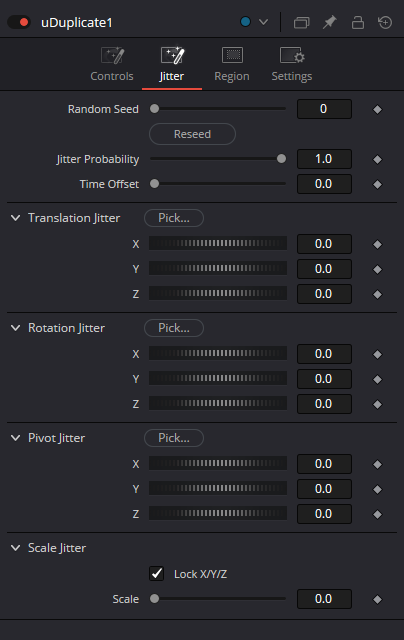 uDuplicate — вкладка Jitter: Random Seed и jitter трансформаций