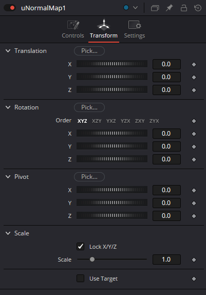 uNormalMap Transform: Translation, Rotation, Pivot, Scale и Use Target