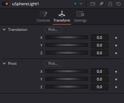 uSphereLight Transform: Translation, Pivot and Use Target