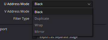 uTexture U Address Mode: Black, Duplicate, Wrap и Mirror
