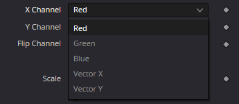 VectorDistortion channel menu: Red, Green, Blue, Vector X и Vector Y