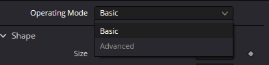 Vignette Operating Mode menu: Basic и Advanced