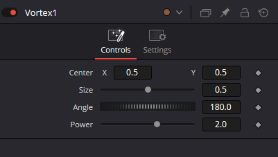 Vortex Controls: Center, Size, Angle and Power