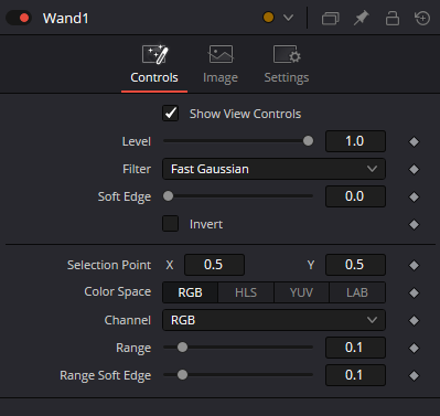 Wand — вкладка Controls
