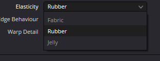 Warper Elasticity menu: Fabric, Rubber and Jelly