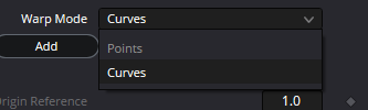 Warper Warp Mode menu: Points and Curves