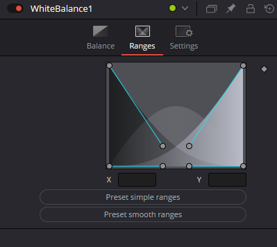 WhiteBalance Ranges: range graph, X/Y fields and simple/smooth range presets