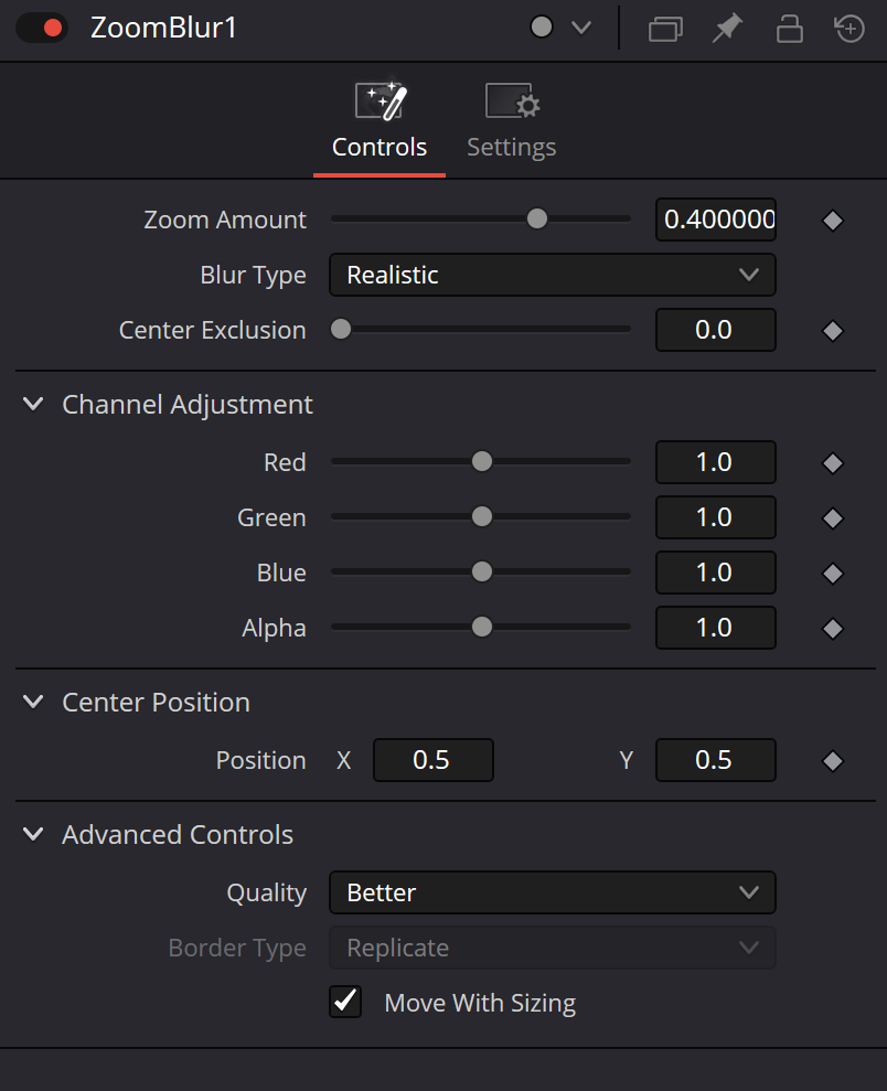 ZoomBlur Controls