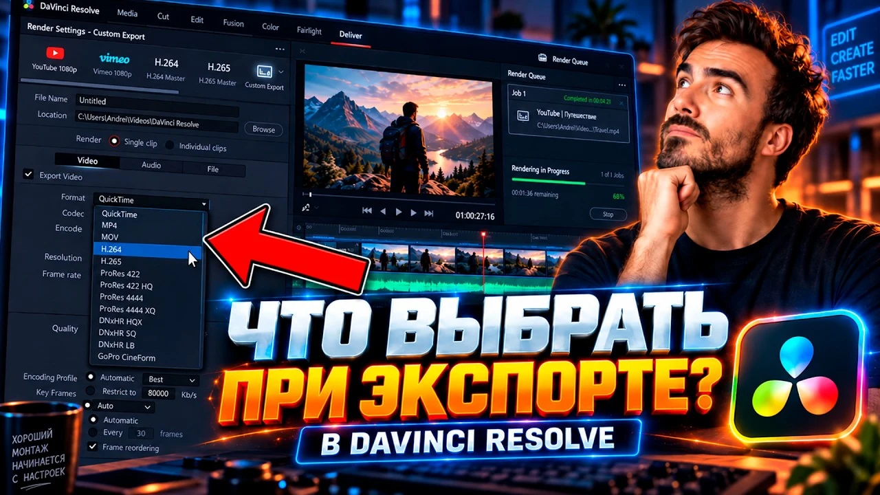 Почему после экспорта видео падает качество? | Настройки экспорта в DaVinci Resolve